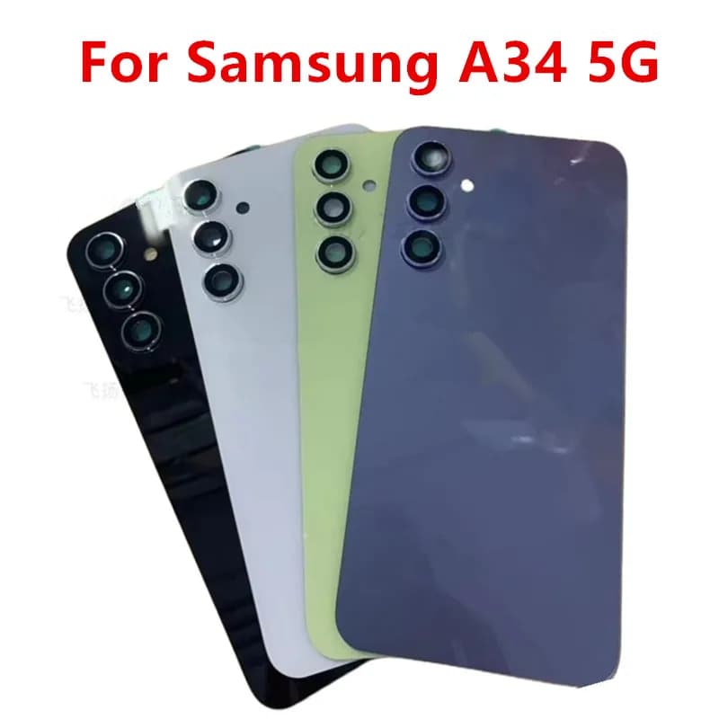 A346 Housing For Samsung Galaxy A34 5G 6.6" Battery Back Cover Repair Replace Door Phone Rear Case + Camera Lens
