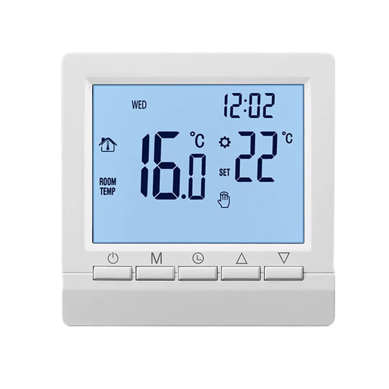 Termostato Intelligente con Igrometro, Retroilluminazione, Batteria, Termostato Cablato con Blocco Bambini, Controllo Intelligente per Riscaldamento a Pavimento e Acqua