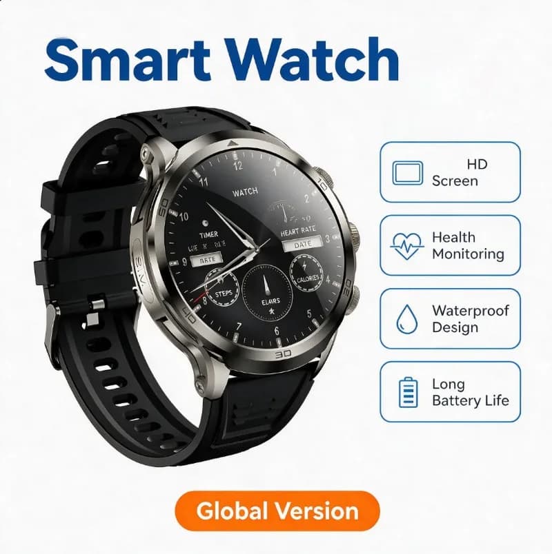 New Smart Watch with HD Screen Supports Bluetooth Calling Heart Rate Monitoring Life Waterproof Sports Wristwatch for Men Women