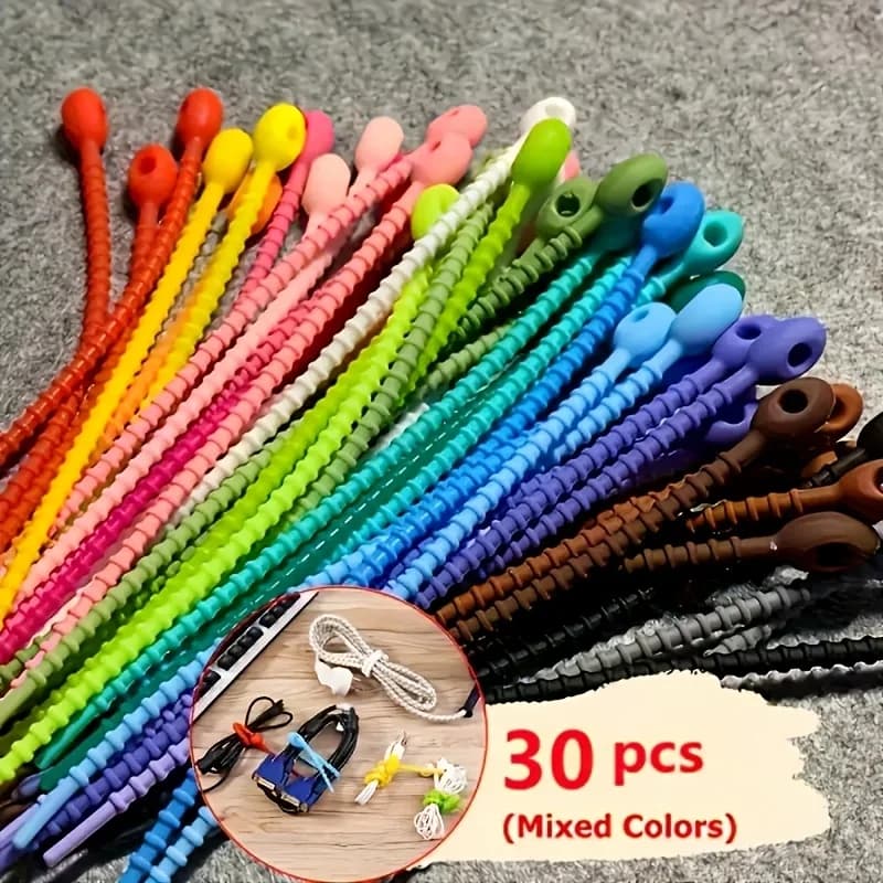 Organizzatore di cavi in silicone riutilizzabile, fascetta con cerniera per la gestione dei cavi, clip multifunzione per borse, clip organizer per cavi