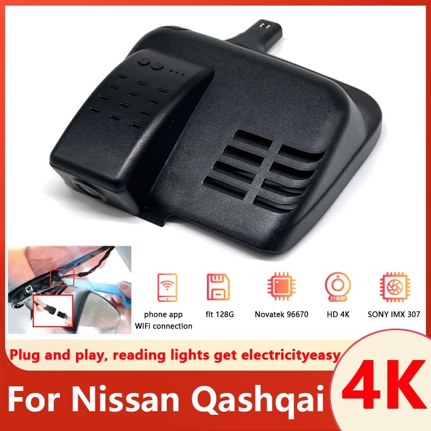 DashCam Per Nissan Qashqai j10 j11 j12 2015 2016 2017 2018 2019 Plug and Play Auto DVR WIFI 4K Dash Cam UHD 2160P Videoregistratore