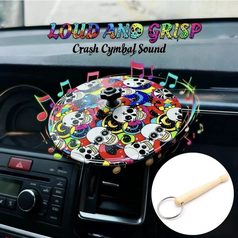 Mini Drums Colliding With Cymbals Vent Decoration Car Musical Saucer With Drum Sticks Interior Accessories Crash Proof Design