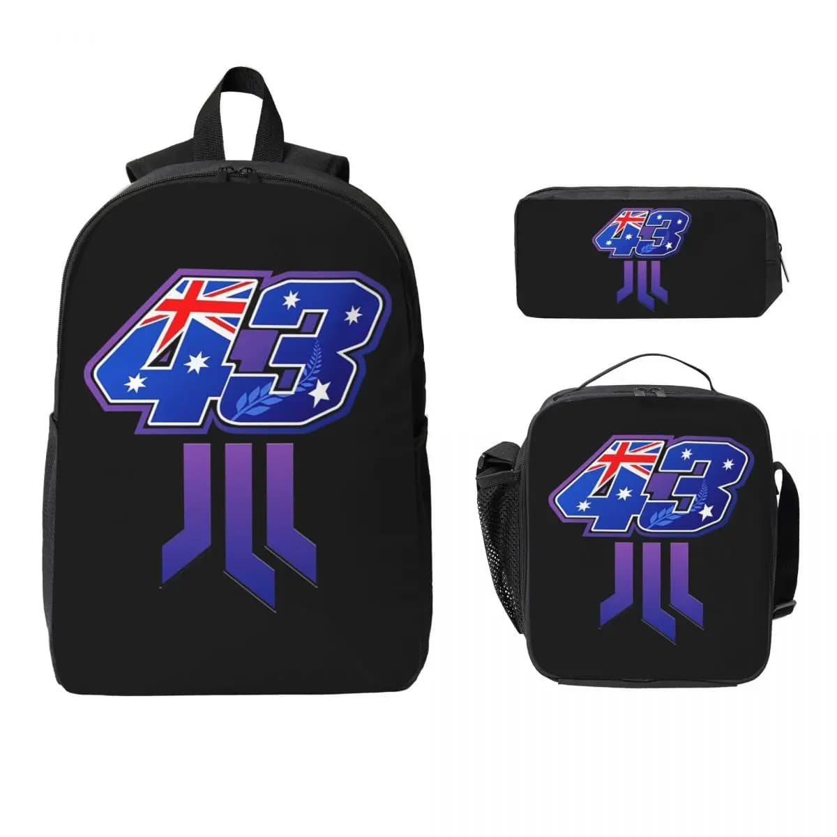 Jack Miller Number 43 Backpack Student Boys Girls BookBag School Bag Computer Shoulder Bags 3ps Insulated Lunch Bag Pencil Case