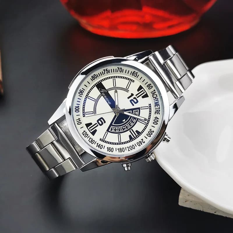 Men's Quartz Watch Fashion Niche Blue Light Male Business Wristwatch Resistant Glass Durable Steel Strap Perfect For Daily Wear