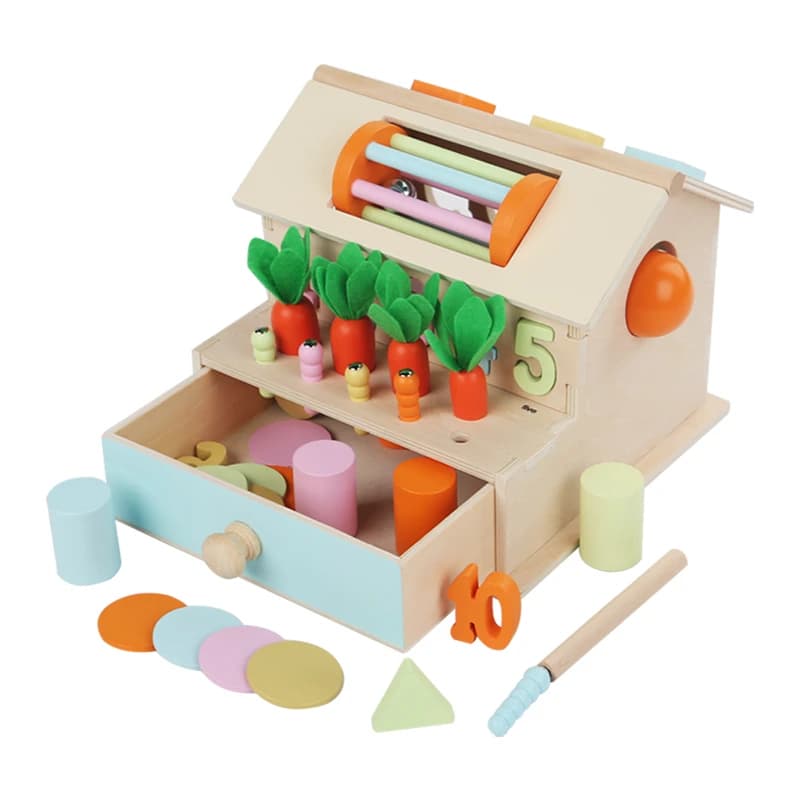 Scatola di apprendimento precoce per lo sviluppo dell'intelligenza dei bambini in legno, numeri/colori/blocchi/giocattoli multifunzionali, educazione Montessori