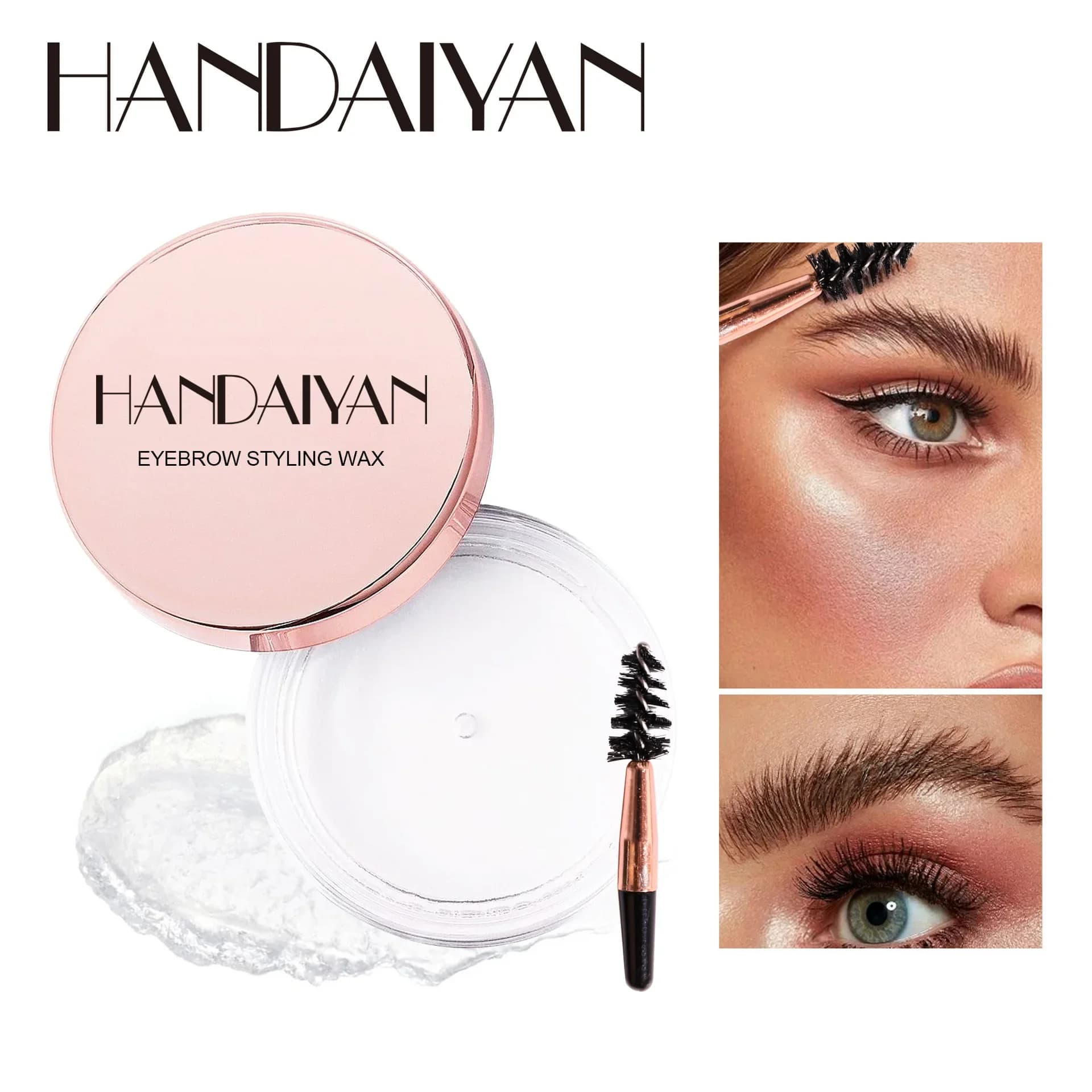 Eyebrow gel wax fixer with transparent woman pomata with cosmetic makeup brush for eyebrow soap styling
