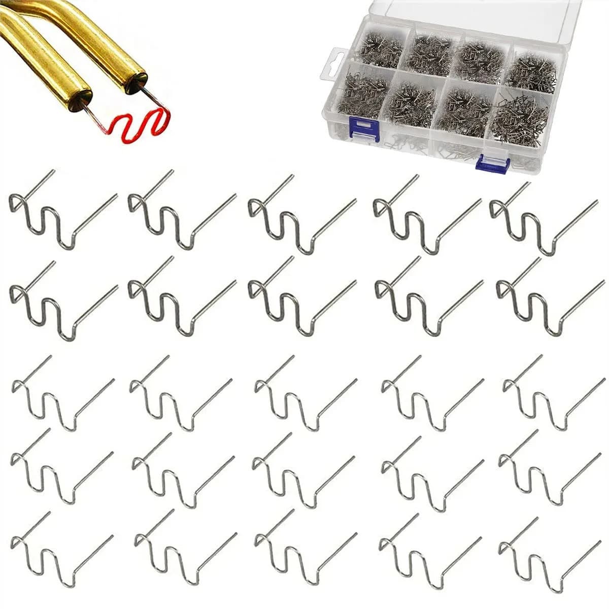 1000 Pezzi Graffette in Plastica per Saldatura 0.6mm 0.8mm per Riparazione a Caldo di Paraurti Auto, Cruscotti, Portalampade