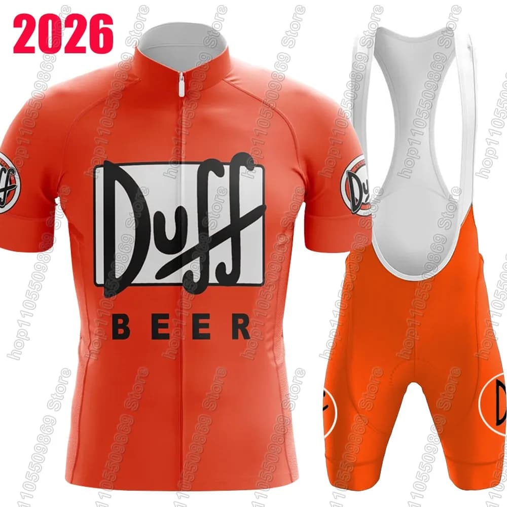 Completo Ciclismo Duff-Beer 2026 Estivo Uomo Rosso - Maglia e Salopette Bici da Corsa MTB