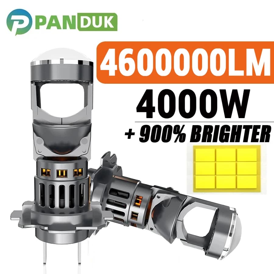 Fari Auto PANDUK H7 Bi-LED con Mini Proiettore, 4600000LM, H8 H9 H11 h4 9005 9006 HB3 HB4 7055, Chip CSP, 6000K, 12V, Faretto