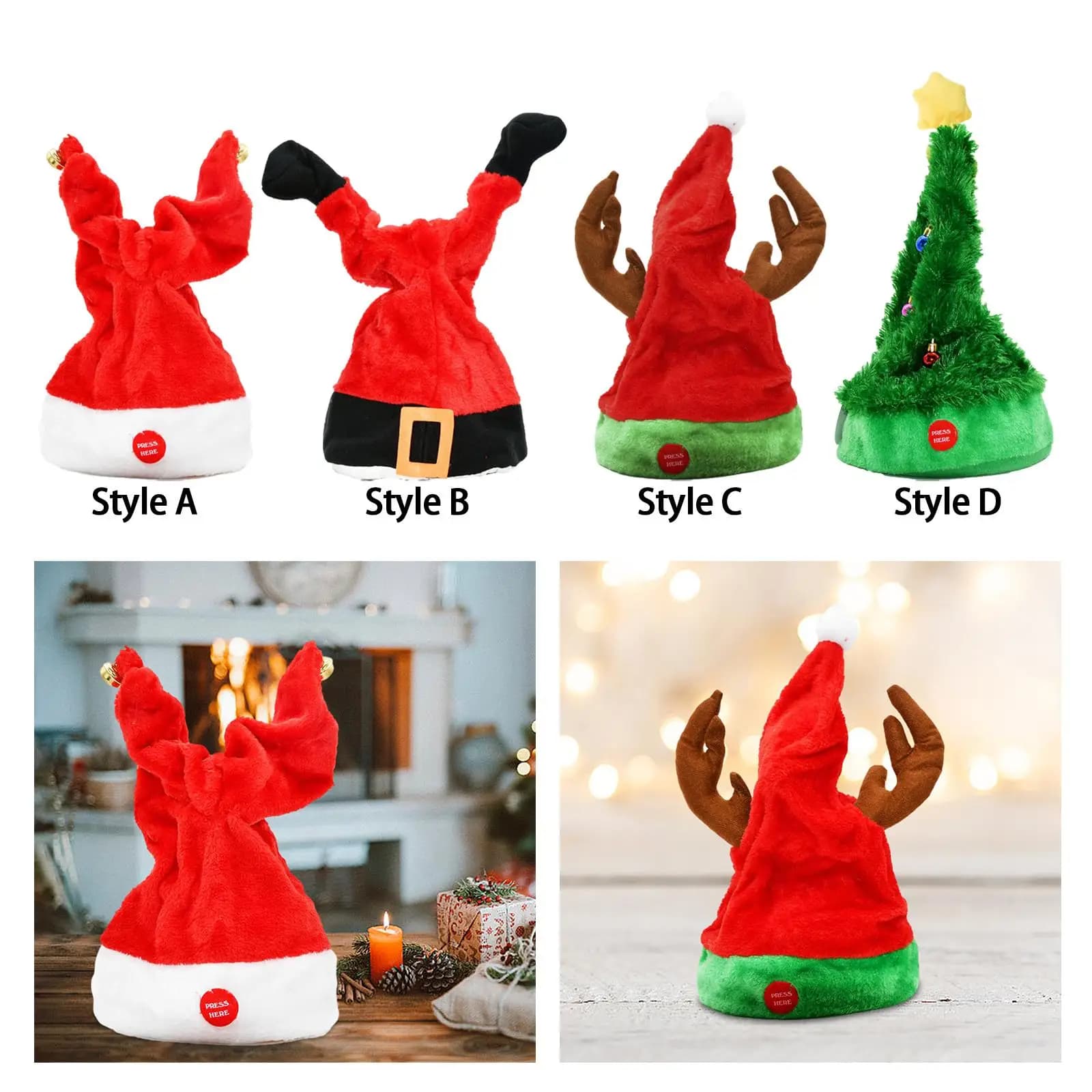 Dancing Santa Hat Electric Hats Cap for Friends Supplies Christmas