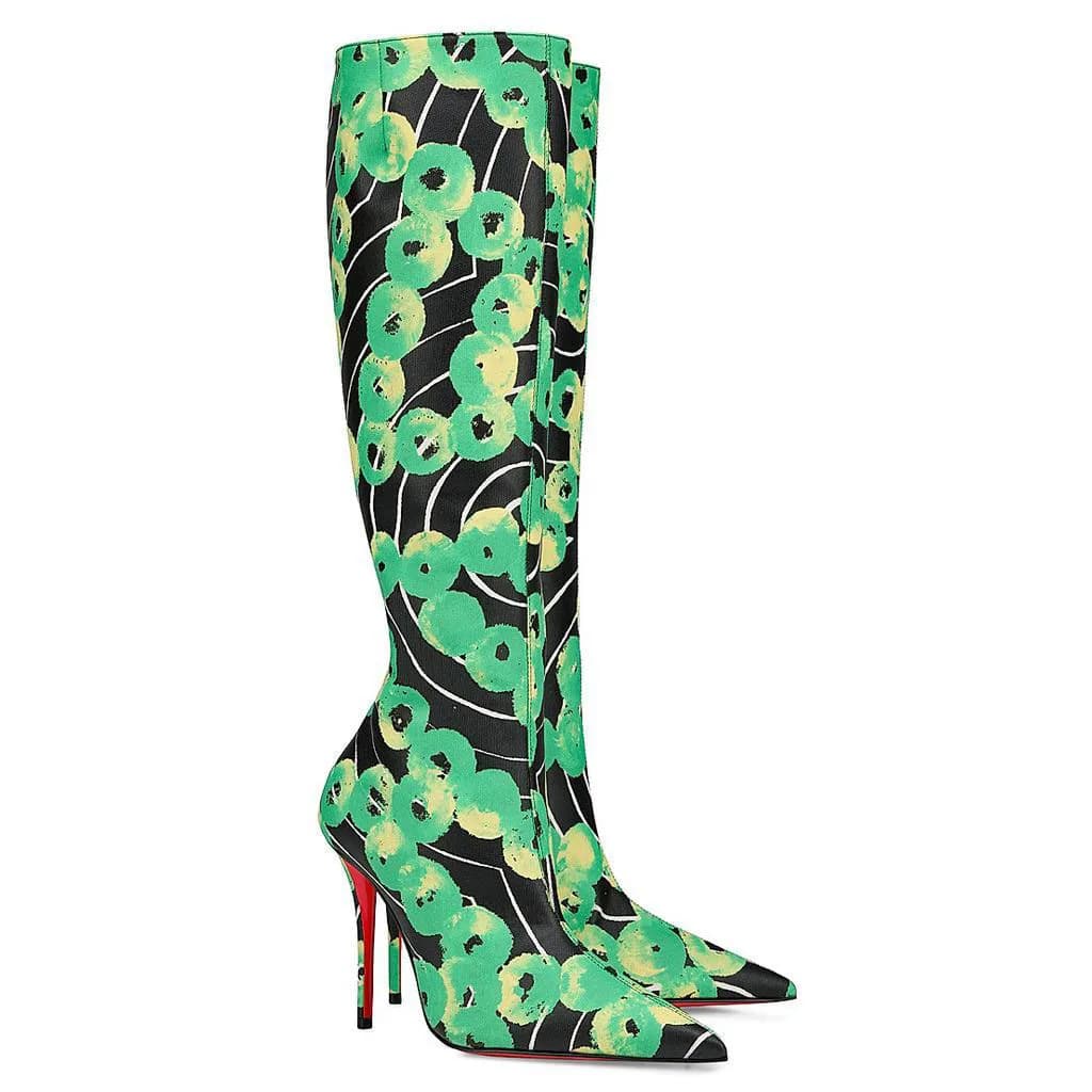 2025 New Style Sexy Autumn Rivets Women's Knee Boots Brooch High Heels Side Hinge Design Large Fashion Shoes