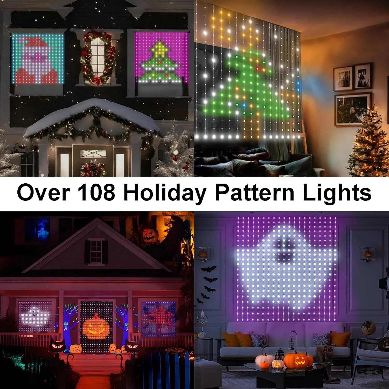 Smart Curtain Lights Bluetooth App Control RGB LED String Waterproof Fairy Light USB DIY Text Pattern Display Party Room Decor