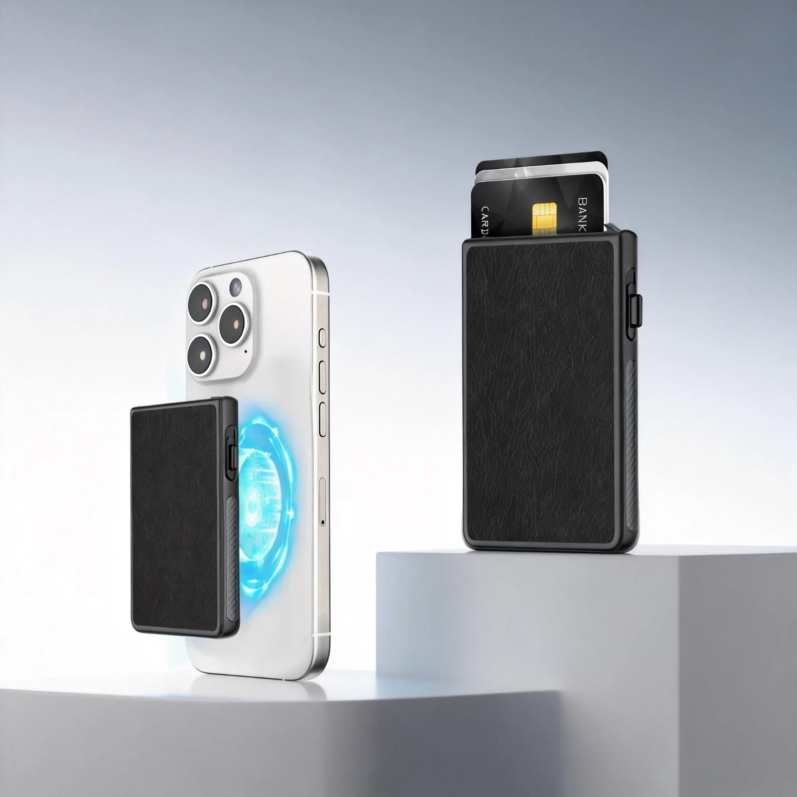 Porta Biglietti da Visita in Fibra di Carbonio Magnetico per Telefono Magsafe, Porta Carte Automatico da Scrivania per iPhone Uomo