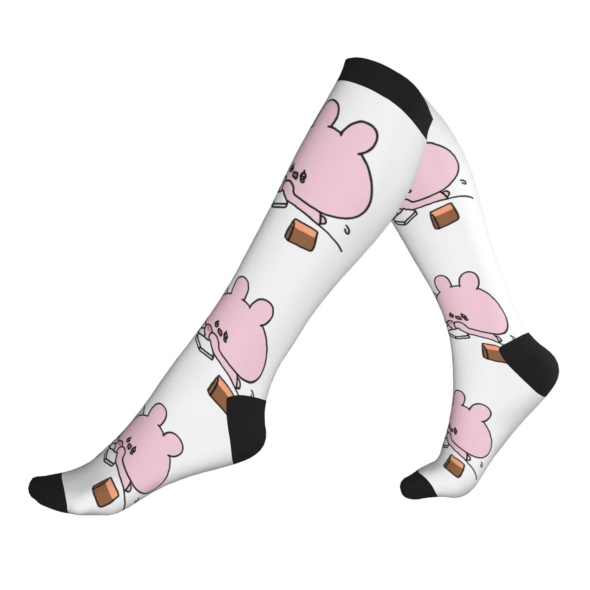 Fashion Mens Asamimichaan Anime Cartoons Asamimi Dress Socks Unisex Breathbale Warm 3D Printing Sports Compression Socks