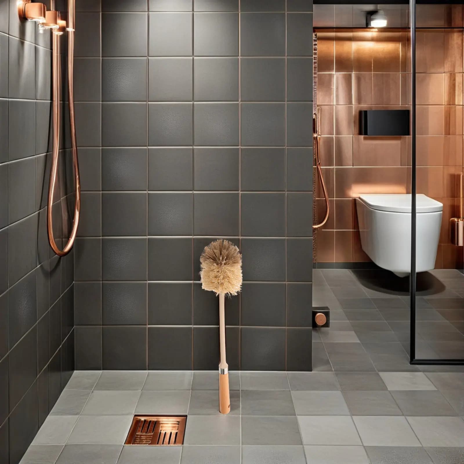 Set di 2 Spazzole per WC in Legno con Manico Lungo, Pulitore Riutilizzabile per Bagno, Strumenti di Pulizia in Legno per Casa e Hotel