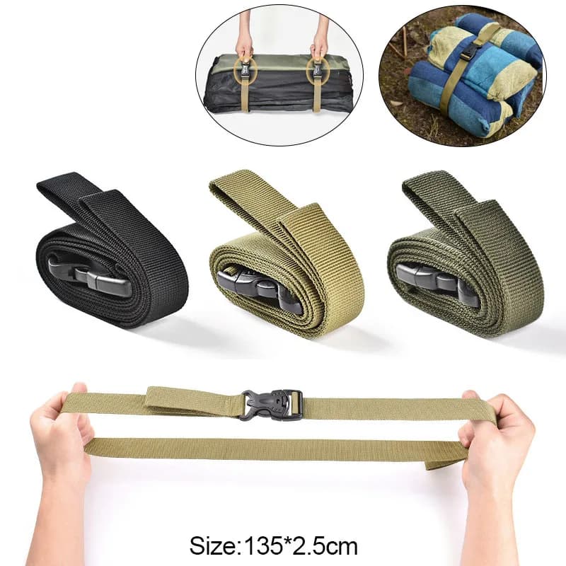 Cintura legata da viaggio da 1,35 m Cintura da carico in nylon resistente per legare i bagagli Cintura da campeggio Escursionismo Fibbia per cintura di stoccaggio del carico