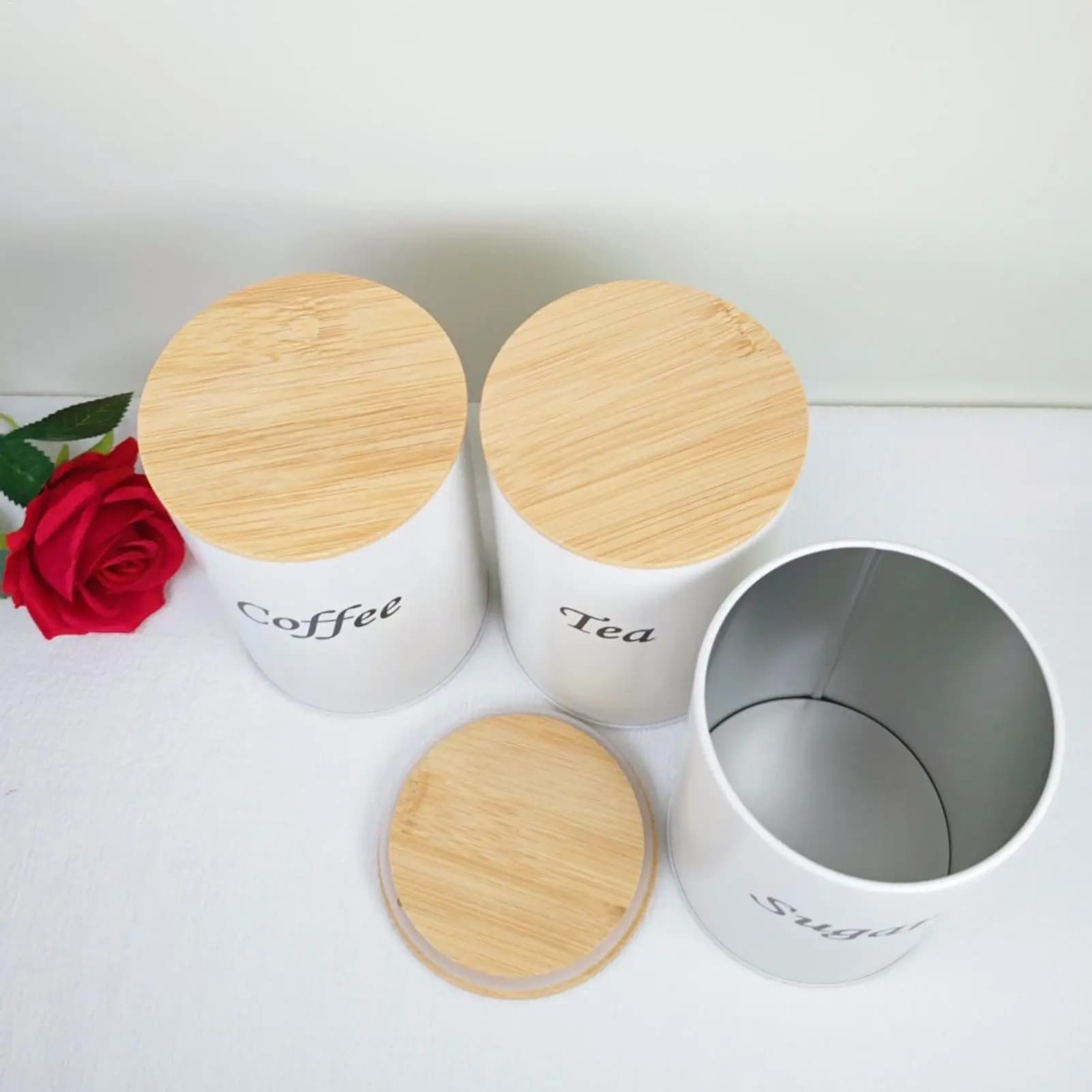 Tea Canister 3 Pieces 1200ml Large Capacity Food Organizer Coffee Bean Storage Jars For Candy Oats Flour Creamer Salt Kitchen