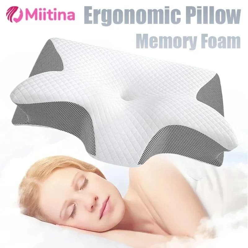 Cuscino cervicale in memory foam da 1 pezzo, cuscino ortopedico a contorno ergonomico 2 in 1 per cuscini di supporto per il dolore al collo, sostituzione della federa