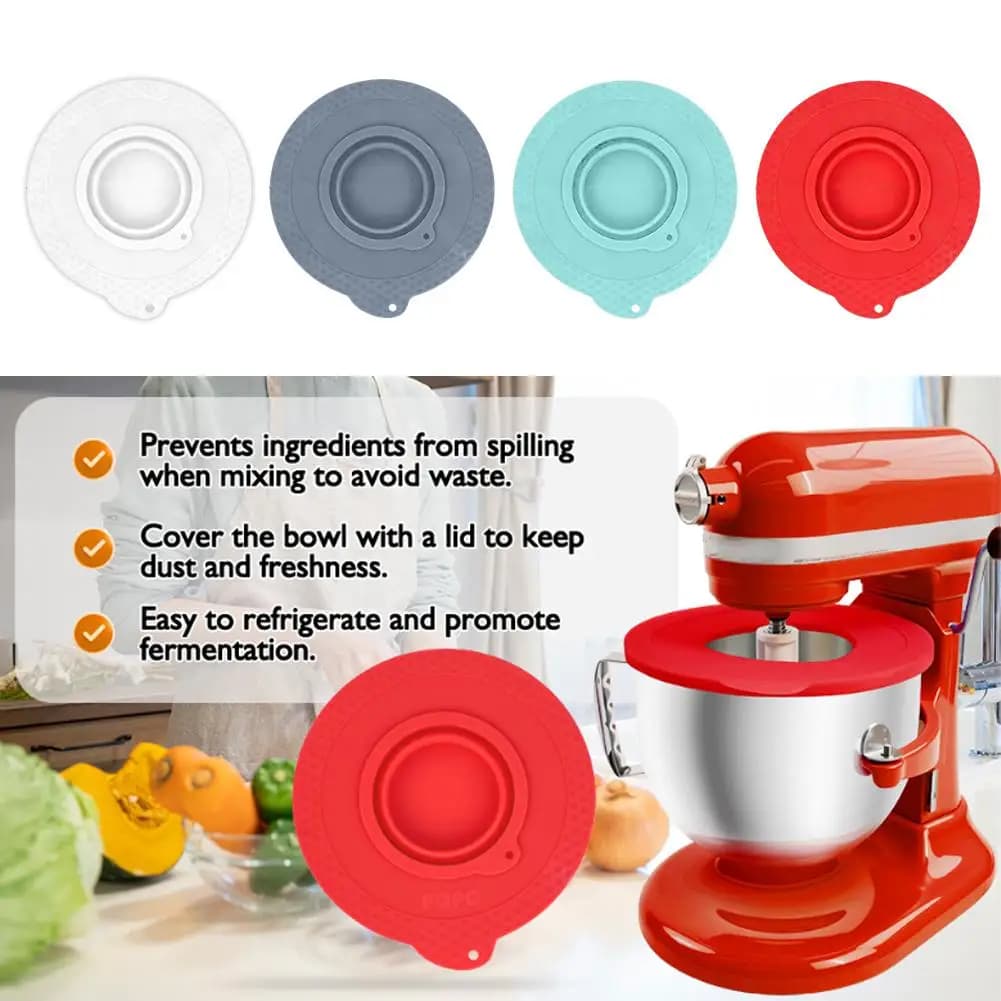 Coperchio sigillato pieghevole per ausilio da cucina Miscelatori con supporto inclinabile da 4,5-5 litri Coperchio per ciotola per miscelatore in silicone a 4 colori Coperchi per protezione antispruzzo