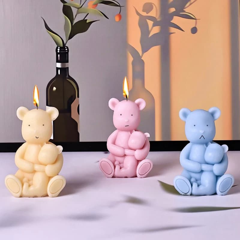 3D Orso Abbraccio Stampo in silicone per bambini Orso fai da te Candela artigianato Stampo per sapone in resina di gesso Modellazione animale Strumenti per cuocere cubetti di ghiaccio al cioccolato