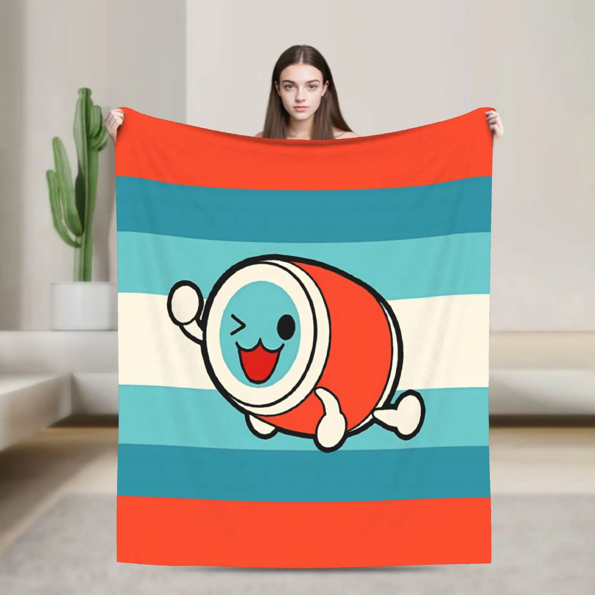 Super Warm Blanket Decorative Taiko no Tatsujin Throw Blanket Flannel Bedspread For Bedroom Fashion Sofa Bed Cover