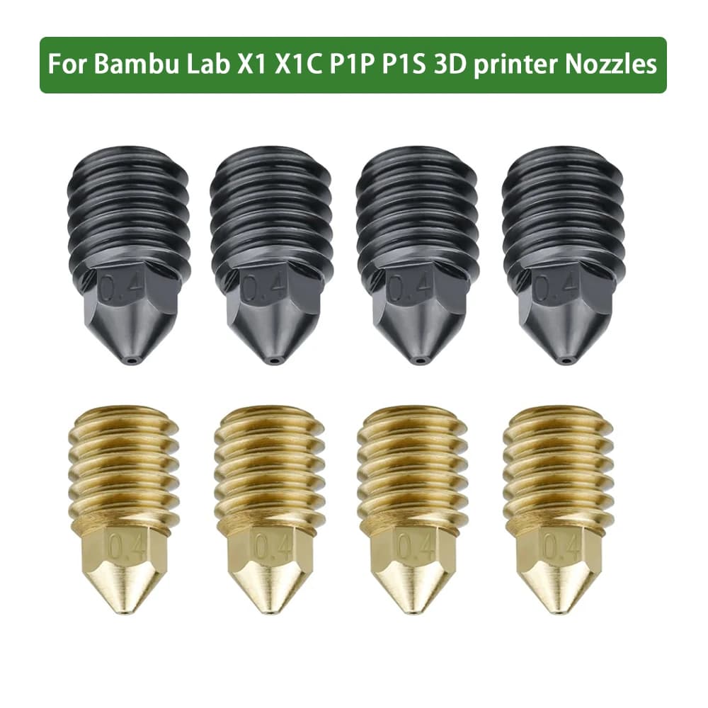 Ugello in ottone in acciaio temprato ad alto flusso per stampanti 3D Bambu Lab X1/X1C/P1P/P1S Parti della testina di stampa Hot End