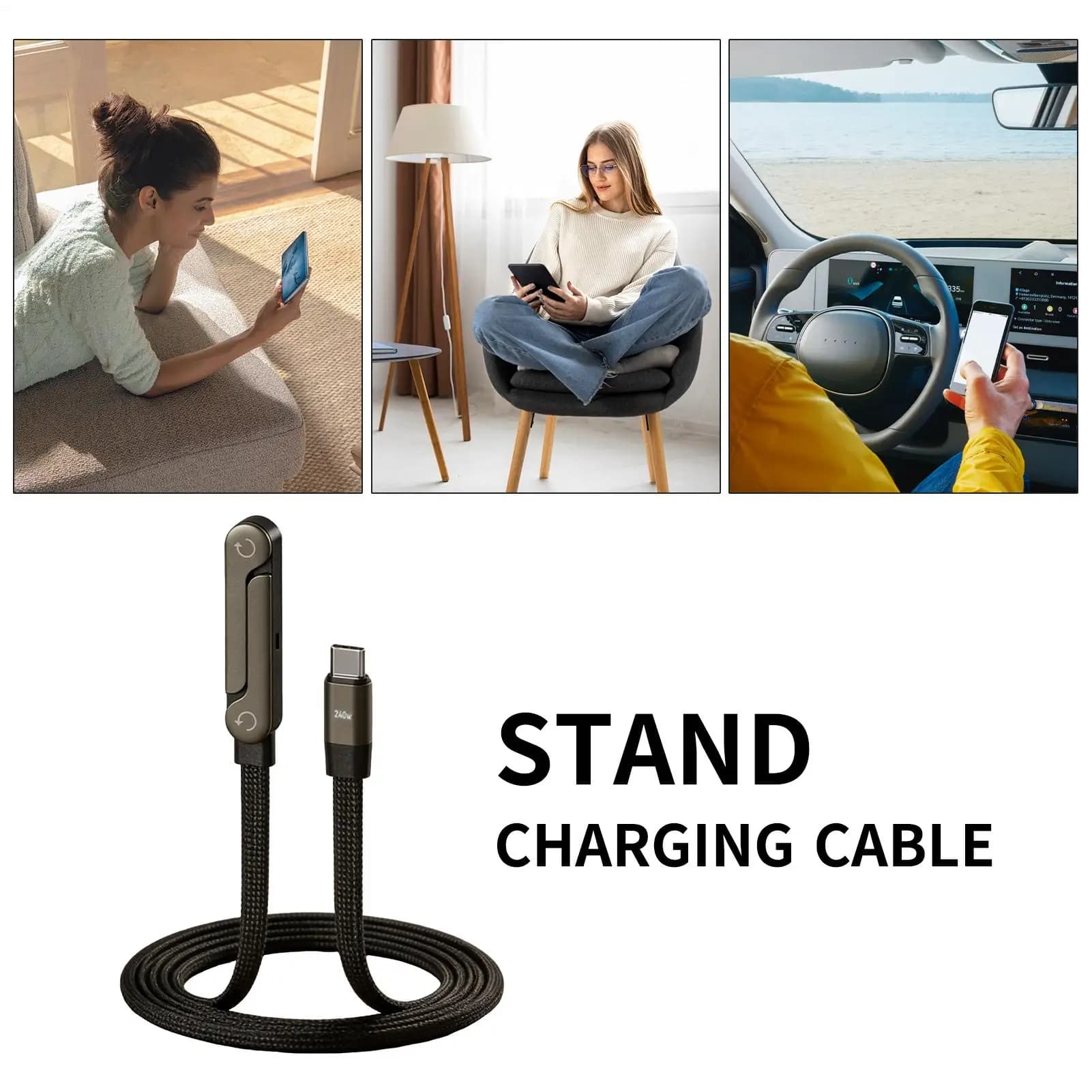 Cavo di ricarica rapida per telefono, 4.9FT, con connettore ad angolo retto, per trasferimento dati, auto, computer, giochi, video, casa, viaggi