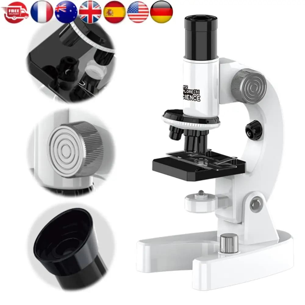 Microscopio Biologico 200X-4800X con Set di Vetrini per Adulti e Studenti, Microscopio per Scuola, Laboratorio e Educazione Domestica