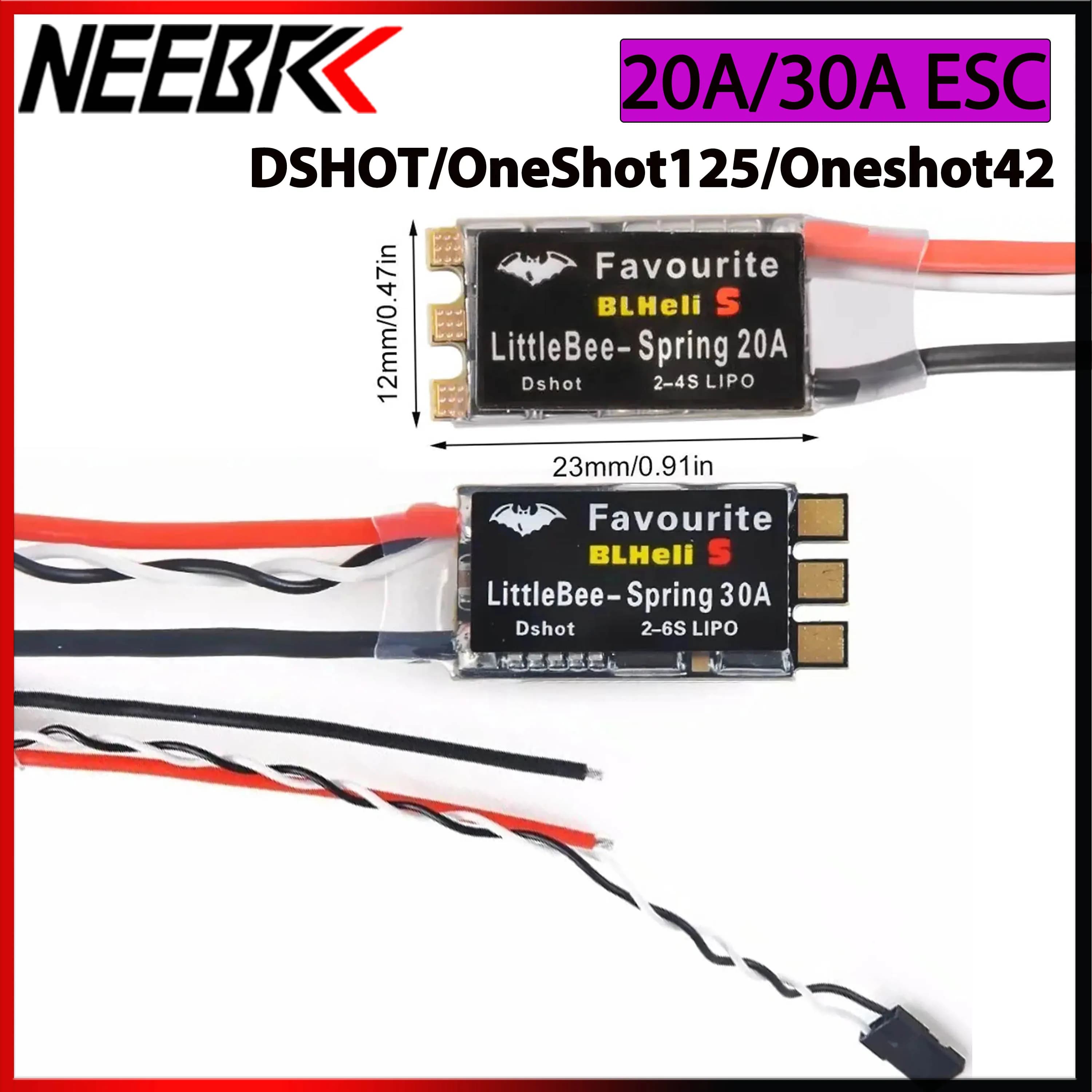 Favorite FVT LittleBee 20A 30A Brushless ESC BLHeli S Support Mulitshot DSHOT Oneshot42 OneShot125 for RC Drone Multicopter
