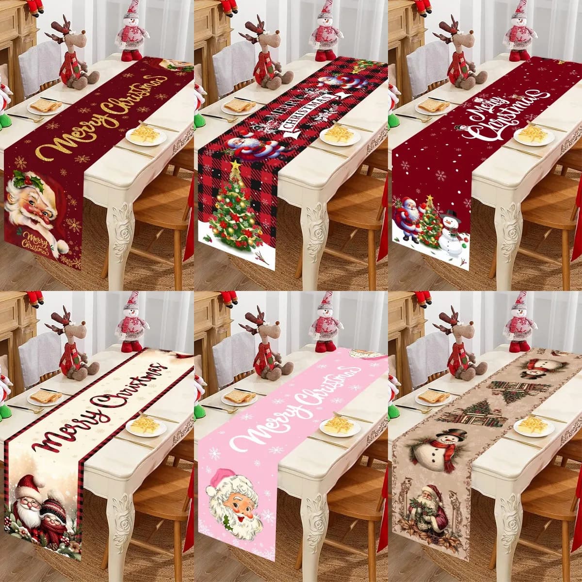 Runner da tavola natalizio di Babbo Natale Decorazione di buon Natale per la casa 2025 Decorazioni da tavola per feste di Natale Navidad Noel Capodanno 2026