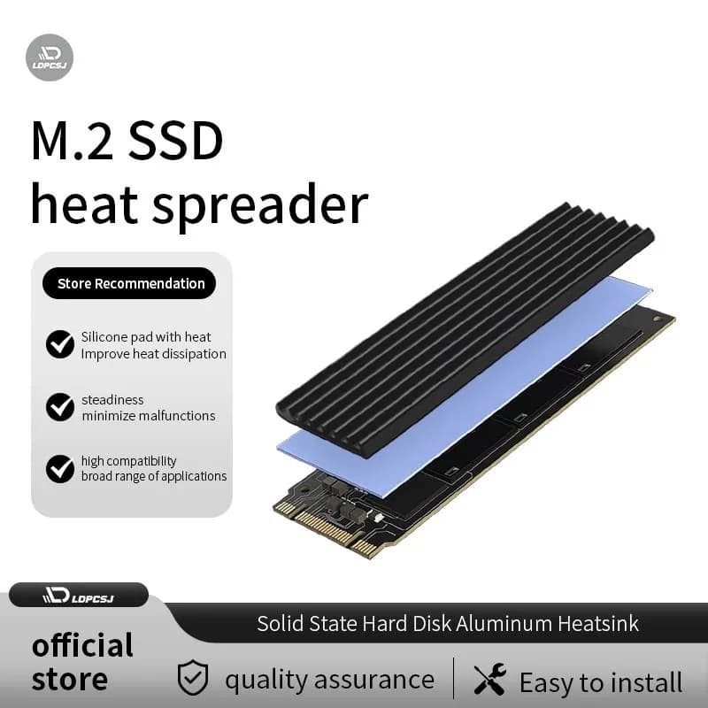 M.2 SSD Heatsink, Aluminum NVMe Radiator 2280 Solid State Drives Cooler With Silicone Thermal Pad For PS5 Laptop Desktop