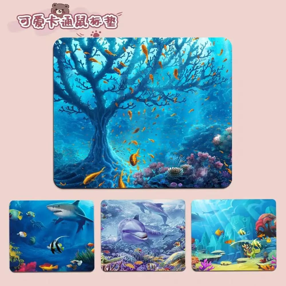 Tappetino per Mouse in Gomma con Motivi di Animali Marini, Spesso e Resistente, per Gaming, Ufficio e Decorazione