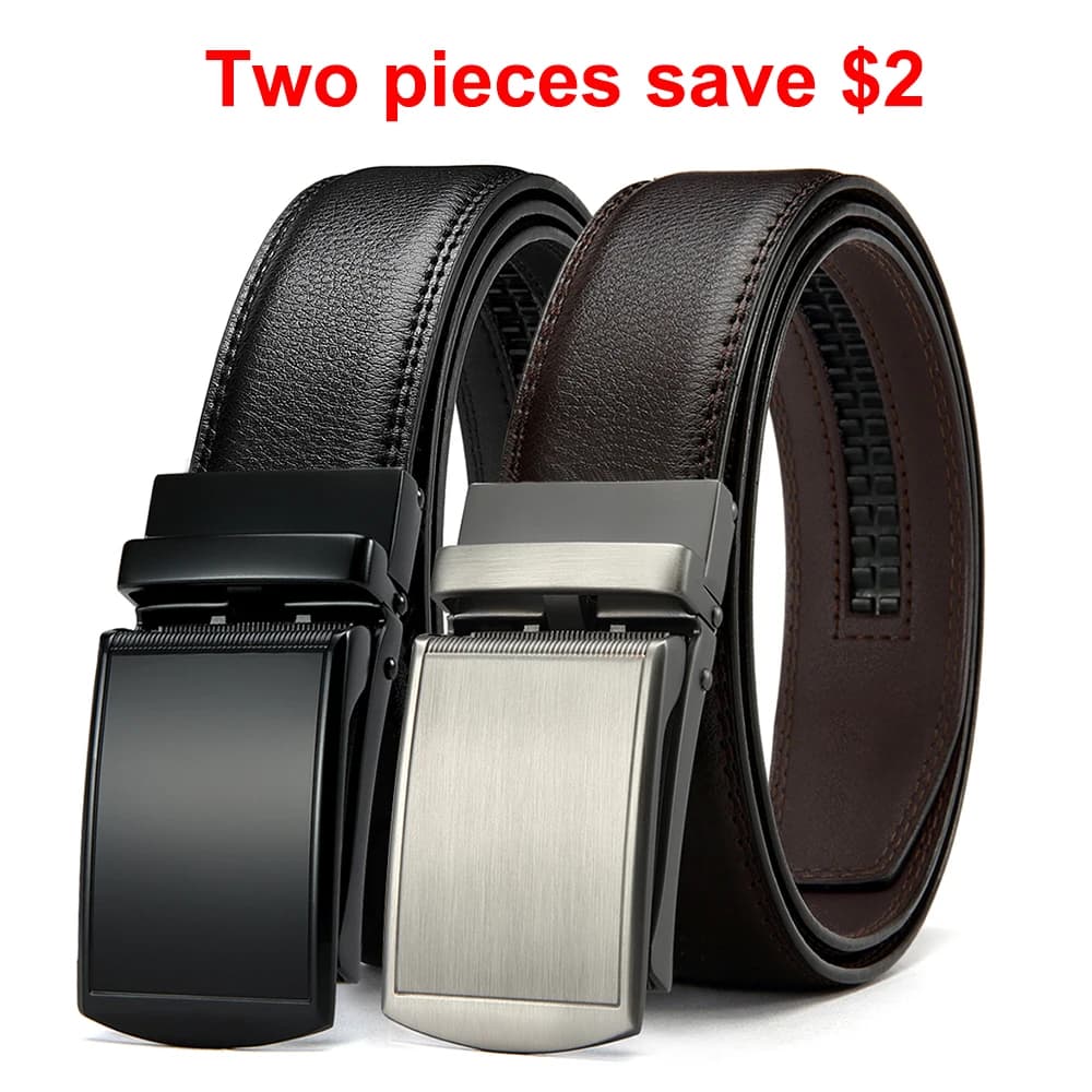 DOOPAI Men's Leather Belt with Automatic Metal Buckle Belts Belts for jeans Belts with genuine leather strap for men's pants
