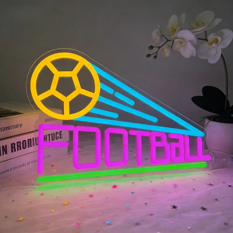 Insegna al Neon USB a Forma di Pallone da Calcio, Luce LED Dimmerabile, Lampada da Parete Colorata per Club Sportivi, Camere dei Bambini, Area Giochi