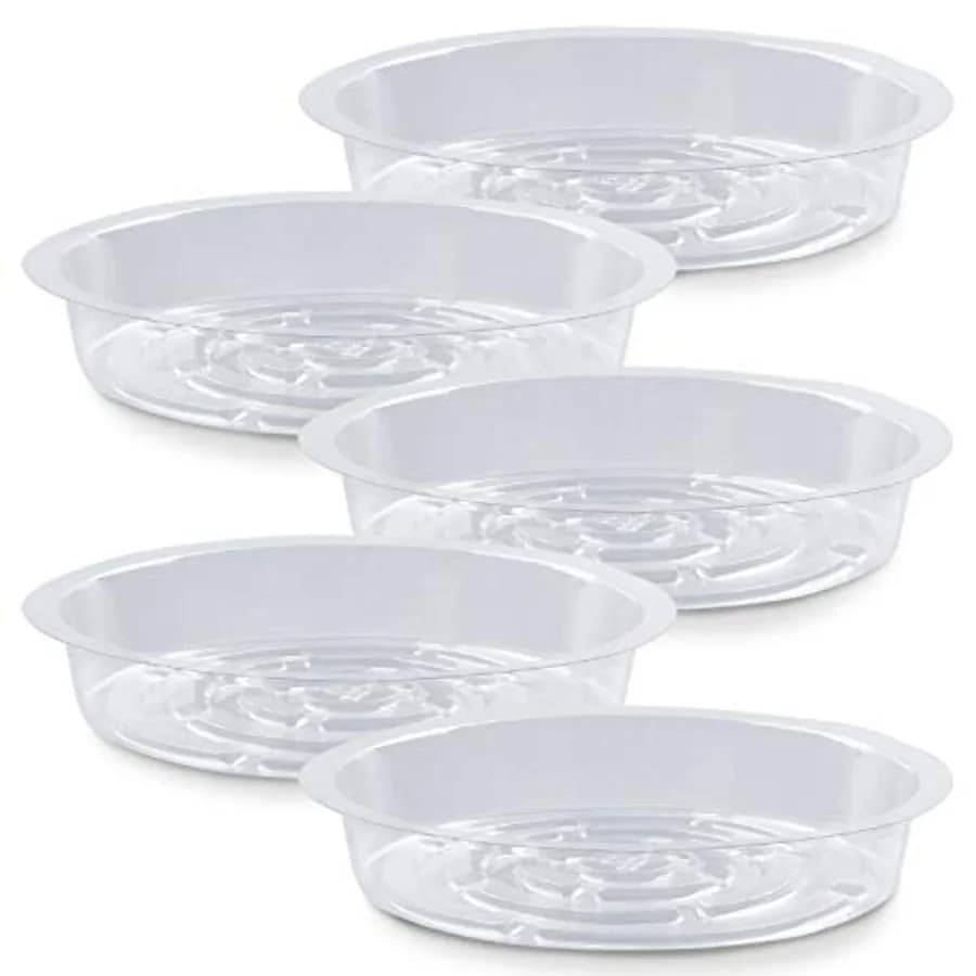 Sottovasi per Piante, Confezione da 5 Sottovasi in Plastica Resistente, Vassoi Raccogligocce per Piante Piccole, Sottovasi Trasparenti in Plastica Resistente