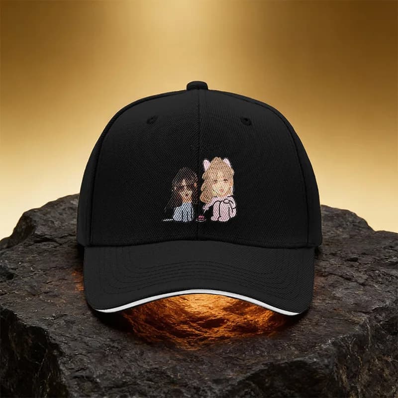 Cute Sitting Woman Illustration Hat, Unisex Printed Baseball Cap Sandwich Duckbill Cap Sports Cap, Suitable for Daily Commute an