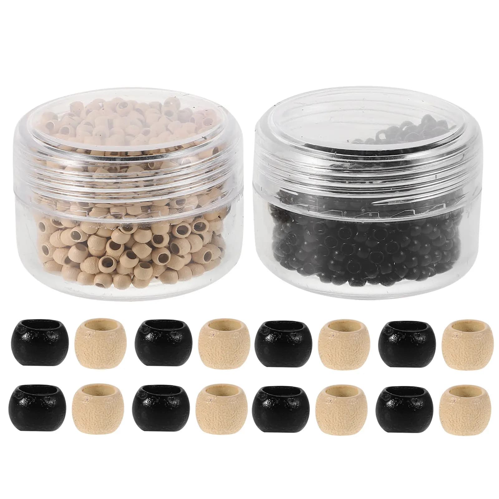 2 Scatole di Anelli Nano con Rivestimento in Silicone, Perline da 3mm per Extension Capelli, Micro Anelli per Trecce, Clip per Extension, Accessori Fai-da-Te per Donne