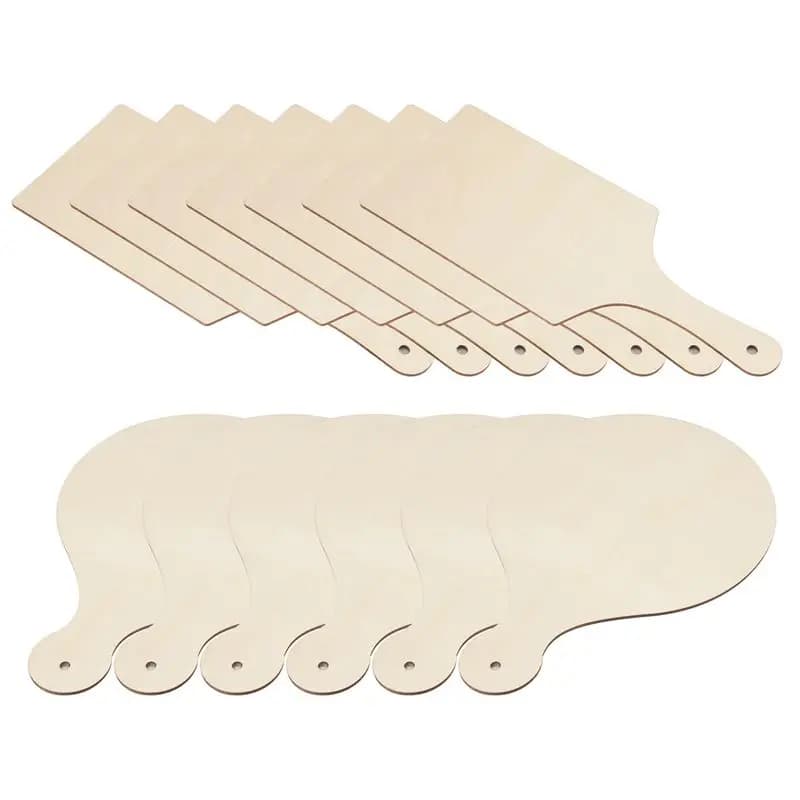 ABFU-12Pcs Mini Wooden Cutting Boards With Handle Wooden Cutting Board Unfinished Planks For Home Kitchen Cooking Decor