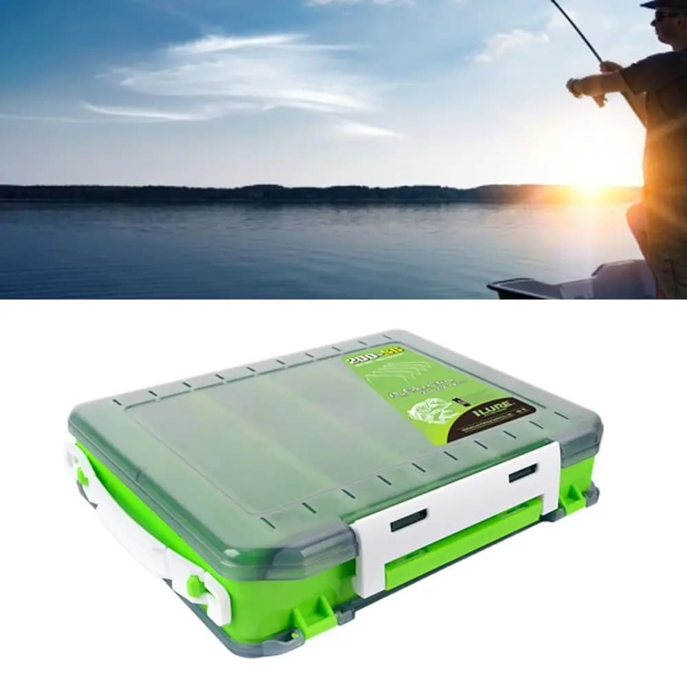 Double Sided Fishing Tackle Organizer Box ABS PP Waterproof Fishing Lure Storage Box Visible Large Size Bait Case