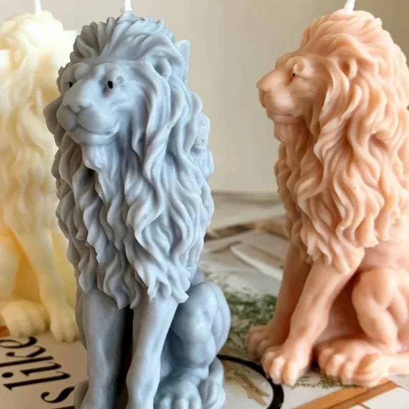 Stampo in silicone per candele profumate 3D Il Re Leone, modello 2026, per creazione fai da te di animali seduti in resina, stampo in gesso a forma di leone di peluche medio