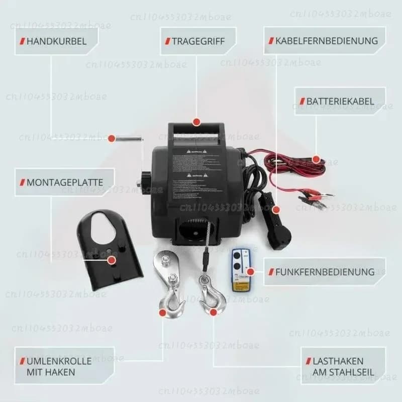 Wireless Electric Marine Winch 12V 2000lbs Capacity for Boats And Yachts Remote Controlled Rope Pulling Machine