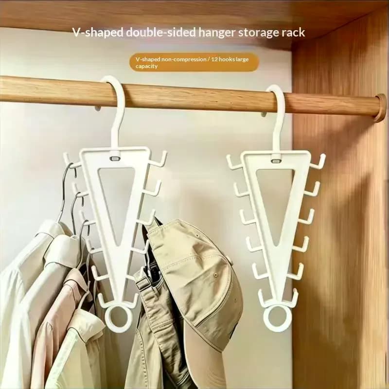 1/2 PCS V Shaped Clothes Hanger Organizer With 12 Hooks Large Capacity Perfect For Closet Storage Saves Space For Clothes Hats