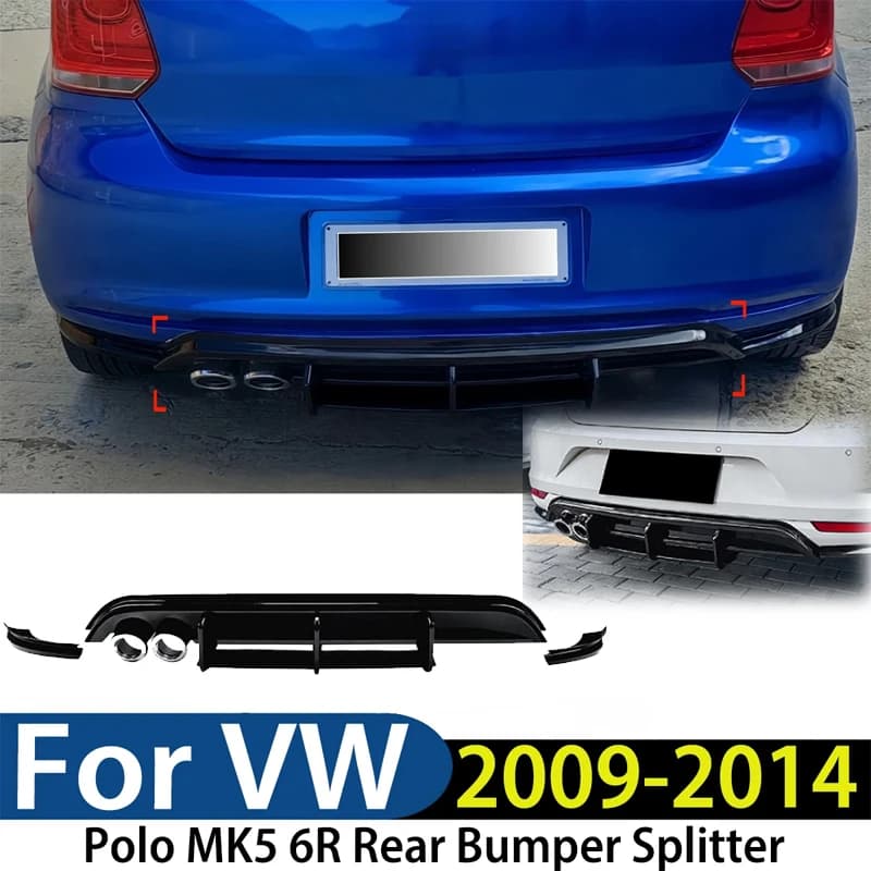 For VW Polo MK5 6R 2009 2010 2011 2012 2013 2014 Rear Bumper Splitter Diffuser Pre-Facelift Cover Protect Modification Exterior