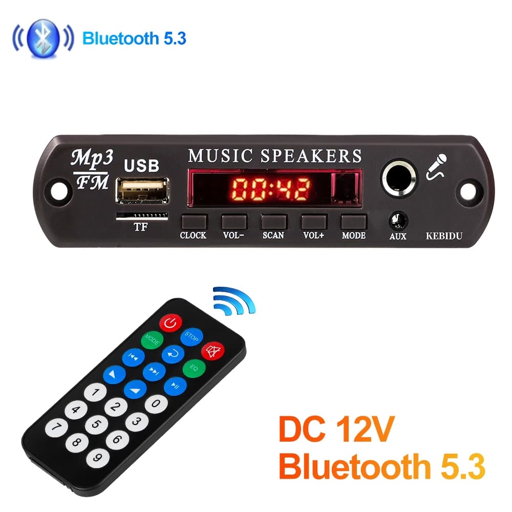 Scheda di decodifica MP3 fai da te Bluetooth 5.3 lettore musicale per auto vivavoce Wireless con funzione microfono TF USB Car Audio Radio FM