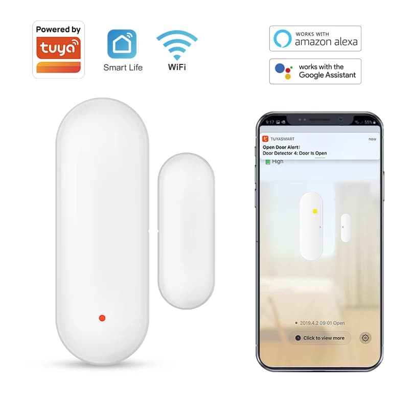 Tuya Smart WiFi Sensore porta Smart Home Rilevatore di apertura e chiusura App Smartlife Notifica di controllo compatibile con Alexa Google Home