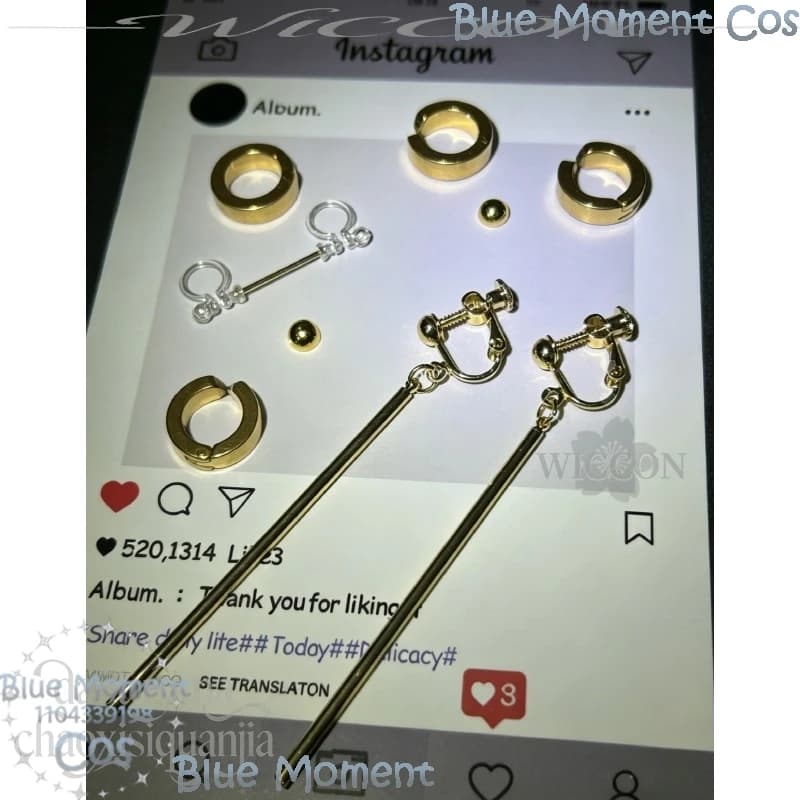 Smoking Behind The Supermarket With You Cosplay Yamada Tayama Y2K Jirai Kei 9pcs Earring Earclip Gifts Festival Fancy Comic Con