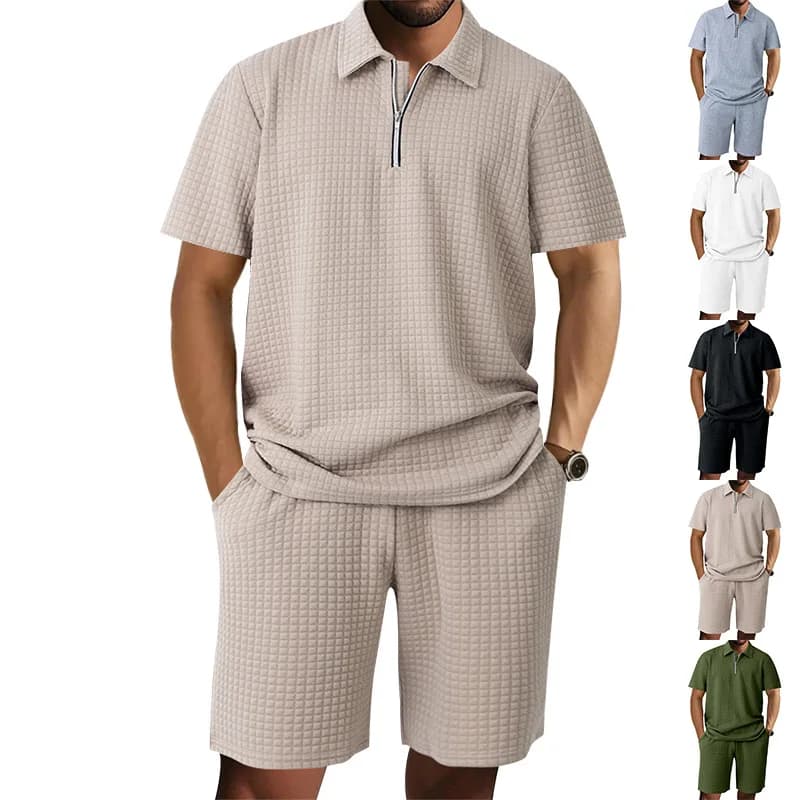 New Men's Summer Completion: Square Polo with Collar and Casual Sports Shorts