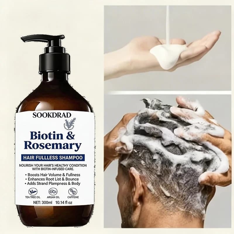 Shampoo Volumizzante per Capelli con Biotina e Rosmarino, con Olio di Tea Tree, Adatto per Capelli Grassi