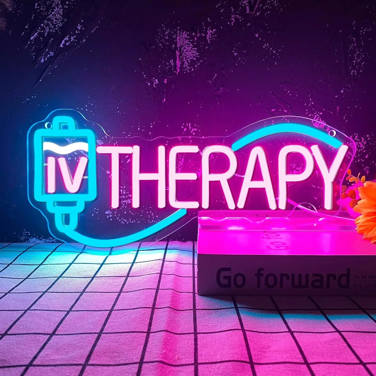Insegna al Neon IV Therapy, Alimentata tramite USB, Dimmerabile, Luce LED al Neon per Infermieri, Spa, Saloni, Decorazione per Camera da Letto, Illuminazione Artistica da Parete per Attività Commerciali