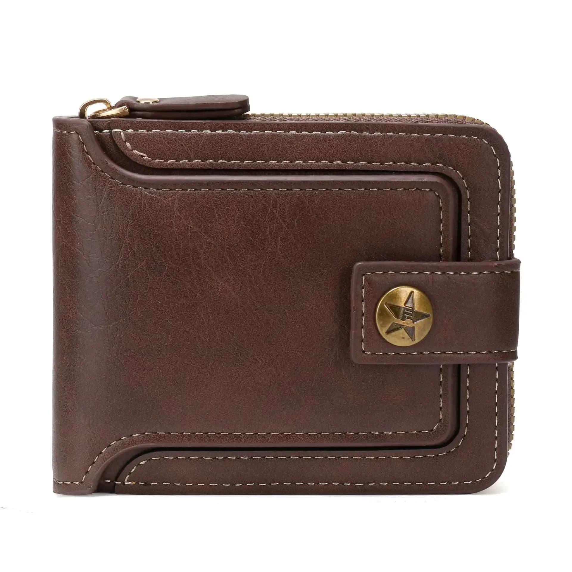 Pomelo Miglior Portafoglio Piccolo da Uomo in Pelle PU con Cerniera, Porta Carte Bifold con Tasca Portamonete e Blocco RFID